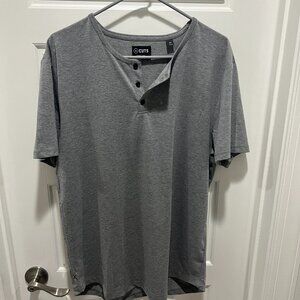CUTS AO Henley Curve-Hem Shirt (Grey)